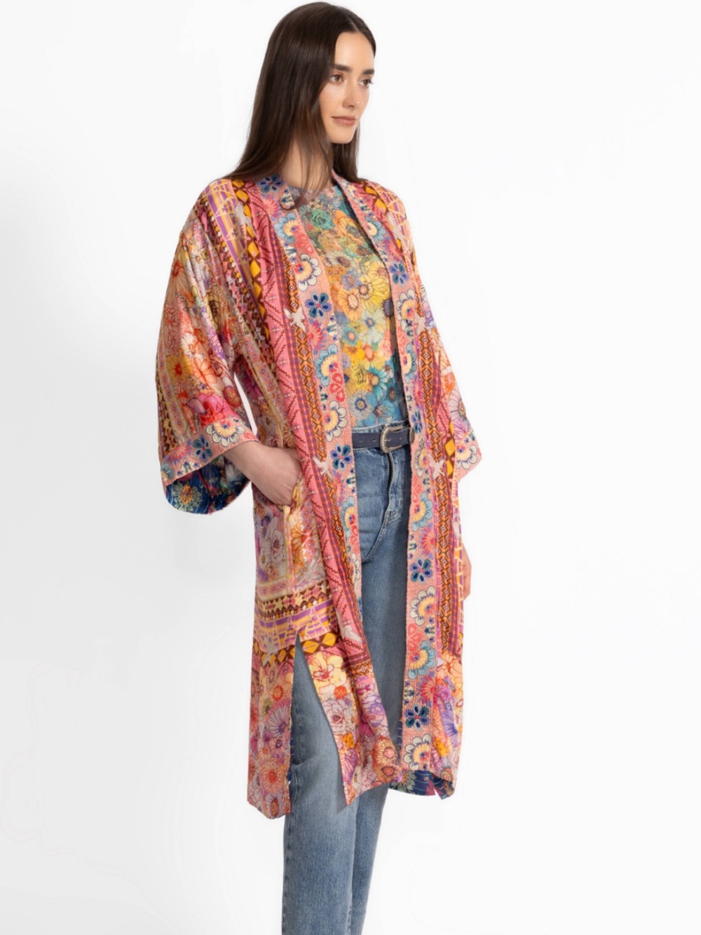 THE MAGGI LONG KIMONO
JEANNE BEKER
NWOT
COLOR-! Multi